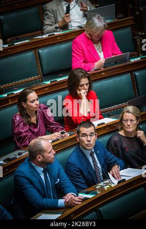 Brussels, Belgium, 22 September 2022. N-VA's Sander Loones pictured during a plenary session of the Chamber at the Federal Parliament in Brussels, Thursday 22 September 2022. BELGA PHOTO JASPER JACOBS Stock Photo