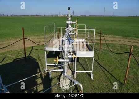 The equipment and technologies on oil fields. Oil well Stock Photo