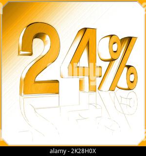 24%, 24 percent as a 3D illustration, 3D rendering Stock Photo - Alamy