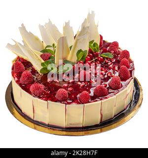 Cheesecake with pomegranate sauce topping Stock Photo
