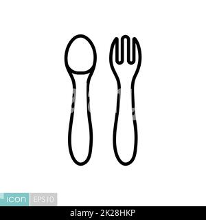 Spoon and fork for baby vector icon Stock Photo - Alamy