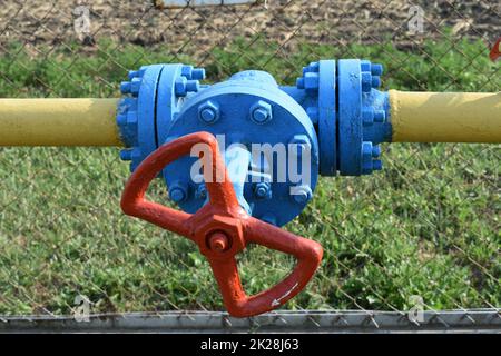 The latch on the underground gas pipeline Stock Photo