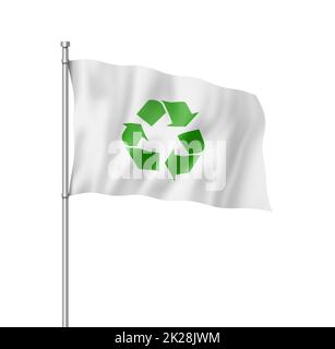 recycling symbol flag isolated on white Stock Photo