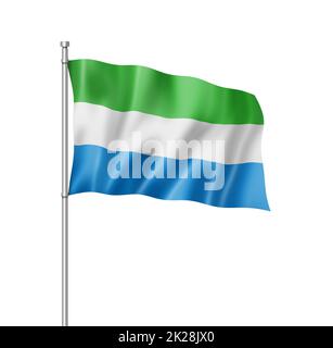 Sierra Leone flag waving isolated on white transparent background Stock ...