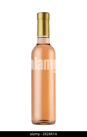 small 375ml rose wine bottle mockup isolated on white Stock Photo