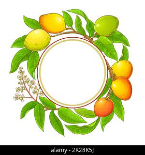 mango branches vector frame on white background Stock Photo