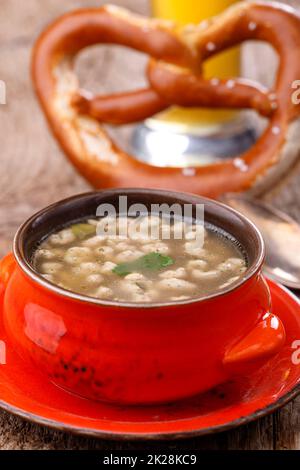 bavarian spaetzle soup Stock Photo