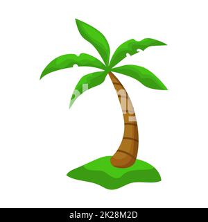 Realistic tall green palm tree isolated on white background - Vector Stock Photo