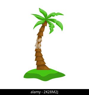 Realistic tall green palm tree isolated on white background - Vector Stock Photo