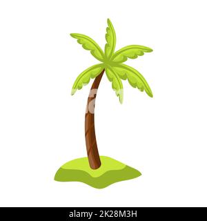 Realistic tall green palm tree isolated on white background - Vector Stock Photo