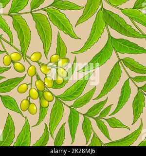 neem branches vector pattern on white background Stock Photo - Alamy