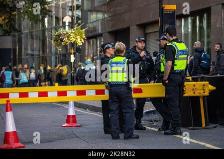 London, UK - September 17th 2022: Police Officers at the Lying-in-State queue in central London, UK. Stock Photo