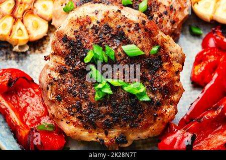 Fried rissole, cutlet in bacon Stock Photo