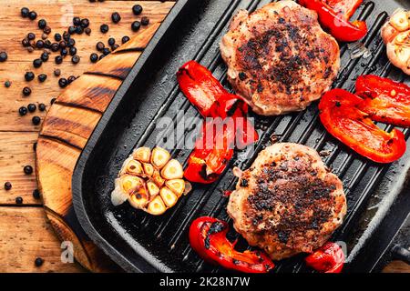 Fried rissole, cutlet in bacon Stock Photo