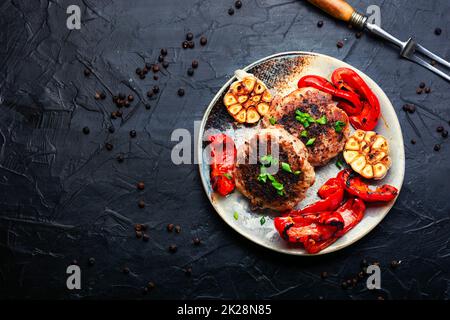 Fried rissole, cutlet in bacon Stock Photo