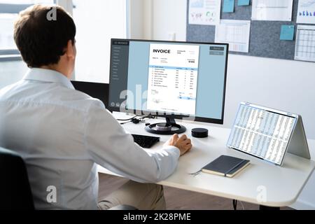 Digital Electronic Bill And Accountant E Invoice Stock Photo