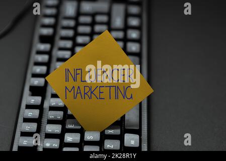 Text caption presenting Influencer Marketing. Business overview form of social media commerce involving endorsements Typing Cooking Instructions And Ingredient Lists, Making Online Food Blog Stock Photo