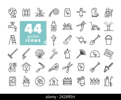 Gardening and Planting vector icons set Stock Photo