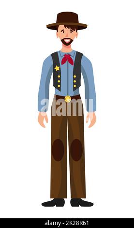 Man in cowboy festive folk clothes - Vector Stock Photo