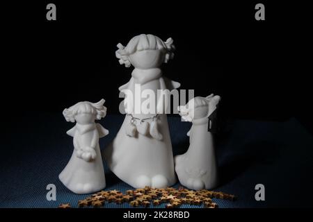 figurines white angels still life Stock Photo