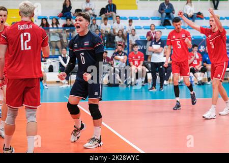 Montesilvano, Italy. 22nd Sep, 2022. in action during the CEV U20 Volleyball European Championship 2022 in Montesilvano (Photo by Elena Vizzoca/Pacific Press) Credit: Pacific Press Media Production Corp./Alamy Live News Stock Photo