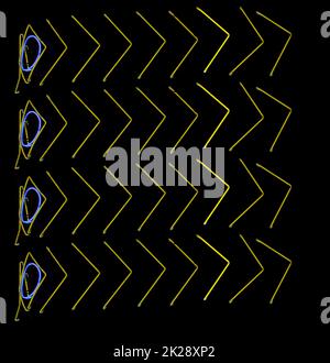Vintage Yellow and Blue Neon Sign With Shapes Stock Photo