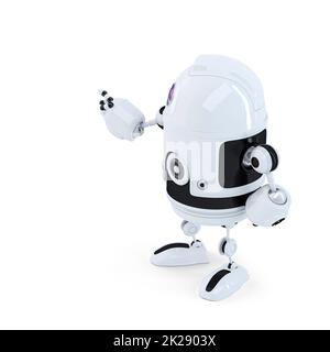 Rear view of robot pointing at invisoble object Stock Photo