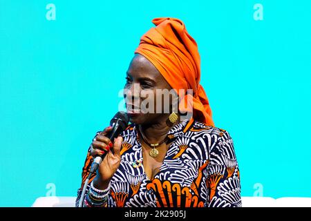 09/19/2022 New York, New York Angelique Kidjo speaks onstage at The Unstoppable Africa Conference, held at Cipriani 42nd Street in New York City, Monday, September 19, 2022. Photo by Jennifer Graylock-Graylock.com 917-519-7666 Stock Photo