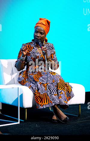 09/19/2022 New York, New York Angelique Kidjo speaks onstage at The Unstoppable Africa Conference, held at Cipriani 42nd Street in New York City, Monday, September 19, 2022. Photo by Jennifer Graylock-Graylock.com 917-519-7666 Stock Photo