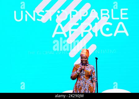 09/19/2022 New York, New York Angelique Kidjo speaks onstage at The Unstoppable Africa Conference, held at Cipriani 42nd Street in New York City, Monday, September 19, 2022. Photo by Jennifer Graylock-Graylock.com 917-519-7666 Stock Photo