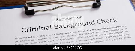 Criminal Background Check Records. Legal Insurance Checklist Stock Photo