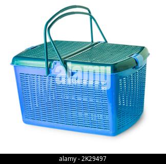 Hand craft plastic basket isolated on white background with clipping path Stock Photo