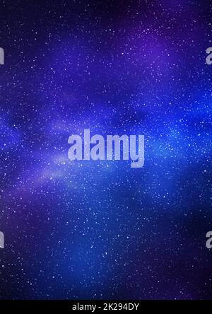 Night starry sky and bright blue galaxy, vertical background Stock Photo