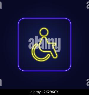 Beautiful stylish colorful neon wheelchair sign icon - Vector Stock Photo