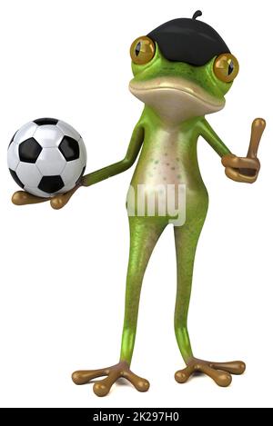 Fun french frog - 3D Illustration Stock Photo