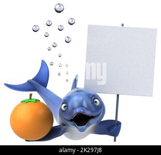 Fun dolphin - 3D Illustration Stock Photo