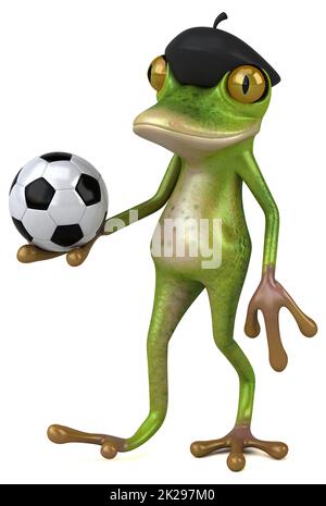 Fun french frog - 3D Illustration Stock Photo