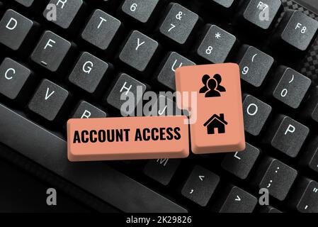 Conceptual display Account Access. Conceptual photo full privilege for the owners to manage their personal data Abstract Typing Statistical Records, Creating New Internet Website Stock Photo