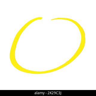 Yellow hand drawn pencil circle Stock Photo