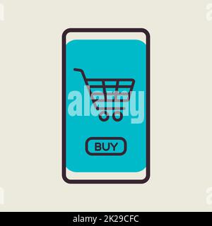 Mobile phone shopping or online shopping icon Stock Photo