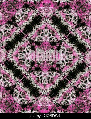 Abstract Painted Blue Textured Background Motteled Kaleidoscope Pink, Black and White Stock Photo