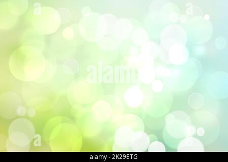 Abstract gradient green light turquoise shiny blurred background texture with circular bokeh lights. Beautiful backdrop. Space for design. Stock Photo