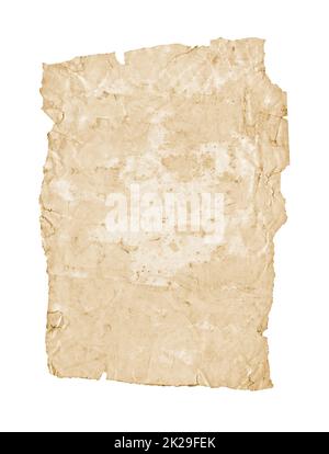 Old grunge paper sheet. Parchment isolated on white Stock Photo
