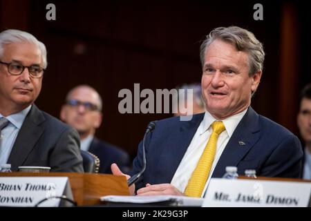 Brian Moynihan, Chairman and CEO, Bank of America, responds to questions during a Senate Committee on Banking, Housing, and Urban Affairs oversight hearing to examine the nation's largest banks, in the Hart Senate Office Building in Washington, DC, Thursday, September 22, 2022. Credit: Rod Lamkey/CNP /MediaPunch Stock Photo