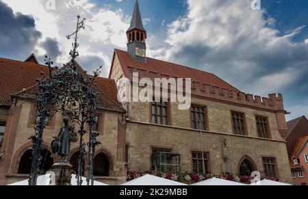 The old town hall in GÃ¶ttingen was built in several phases from 1270 and was the seat of the council and administration of the city of GÃ¶ttingen until 1978. It stands on the west side of the market square in the middle of the old town. Stock Photo