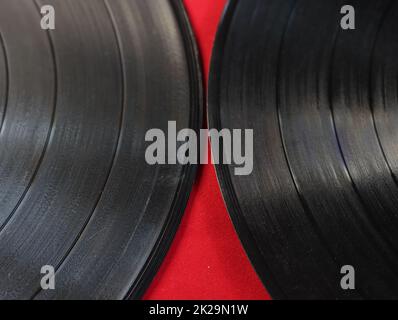 vinyl records old music format turntables long play Stock Photo