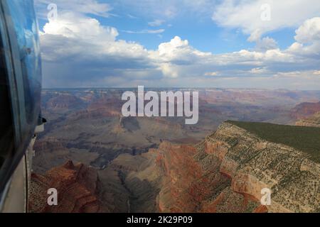 Helicopter Flight over Grand Canyon. Arizona. USA Stock Photo