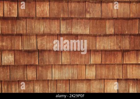 Abstract wooden texture of cedar shingles in Austria Stock Photo