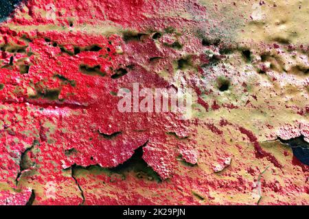 Texture of colorful graffiti paint on conrete and brick walls in red blue purple and silver Stock Photo