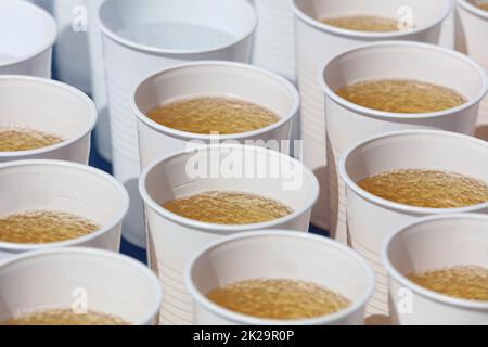 Lots of Cups on Marathon Event. Germany Stock Photo
